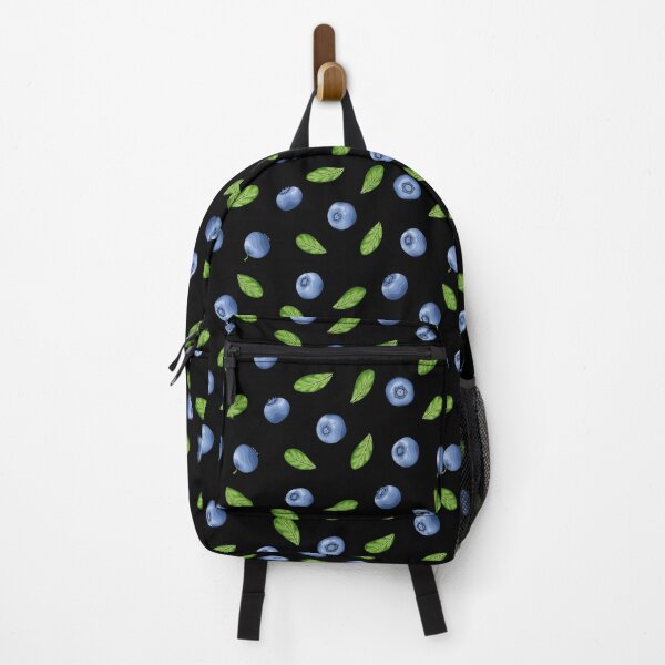 Item preview, seamless pattern blueberry with leaves on Black background, symbol of summer. designed and sold by Yevheniia Hulinska.