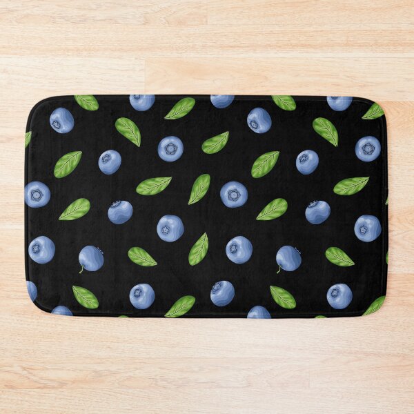 Item preview, seamless pattern blueberry with leaves on Black background, symbol of summer. designed and sold by Yevheniia Hulinska.