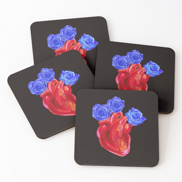 Item preview, Red human heart with blue roses. designed and sold by Colibri77.