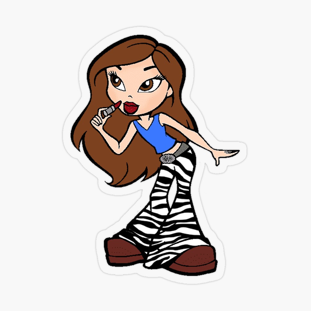 Y2k Brunette Bratz Doll w/ Zebra Print Pants Sticker for Sale by -y2k