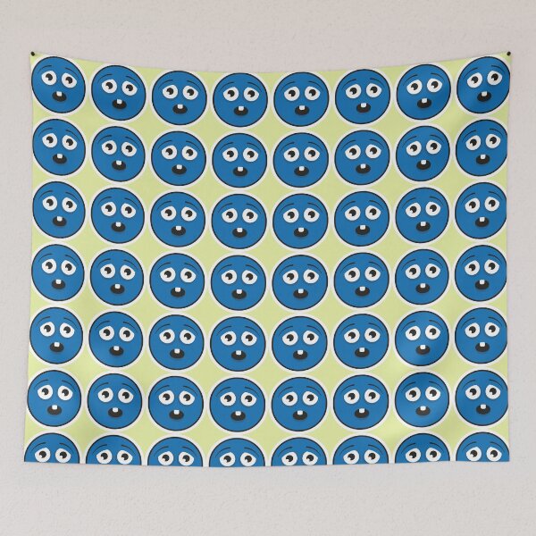 Item preview, surprised blue monster emoji designed and sold by Bubsart78.