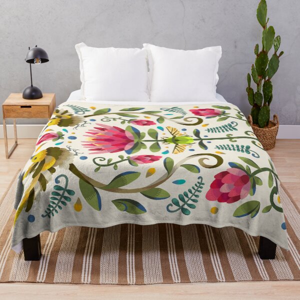 Item preview, Light Protea Flower with Sugarbird and Green Beetle designed and sold by maak-and-illy.
