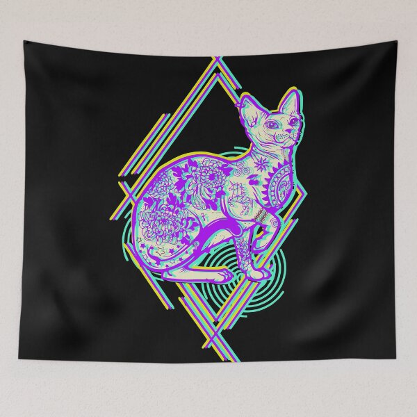 Item preview, psychedelic cat designed and sold by FotoLibreStudio.