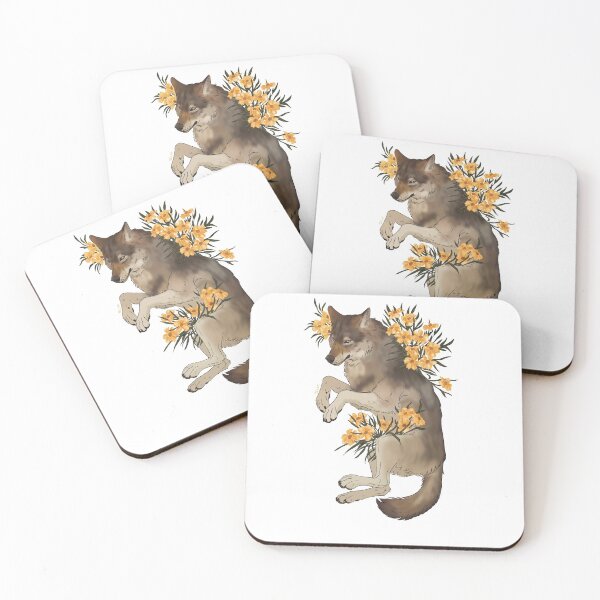 Item preview, wolf with flowers designed and sold by Selva-arte.