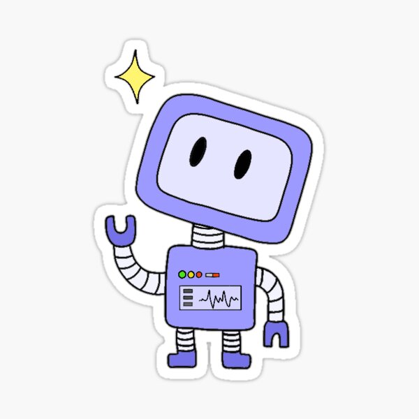 Cute Robot, Silly Robot, Funny Robot, Purple Robot - Cute Robot - Sticker
