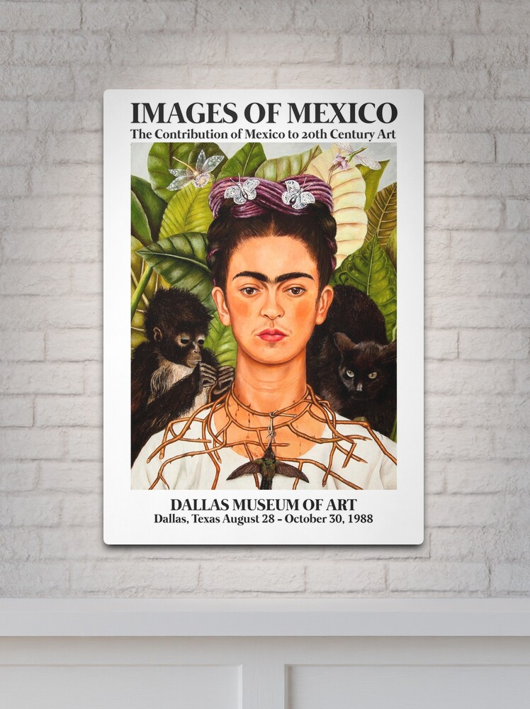 Frida Kahlo Exhibition Art Poster - Self-Portrait with Thorn Necklace and  Hummingbird 1988 Metal Print for Sale by Not a Lizard