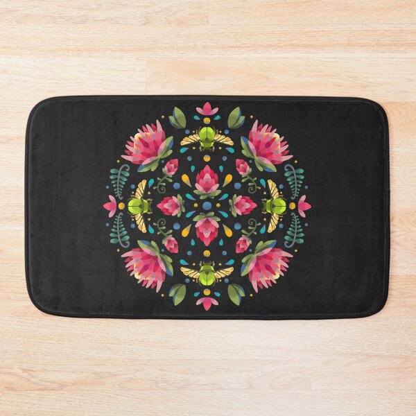 Item preview, Dark Protea Flower Circle Pattern with Green Beetle designed and sold by maak-and-illy.