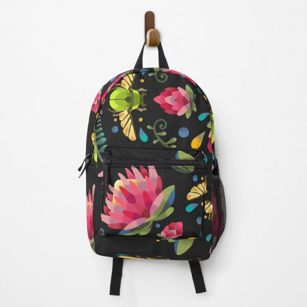 Item preview, Dark Protea Flower Circle Pattern with Green Beetle designed and sold by maak-and-illy.