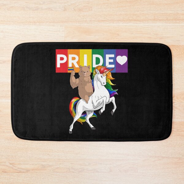 Item preview, LGBT Gay Pride Brown Bear Riding  Rainbow Unicorn designed and sold by fatamyfan1.