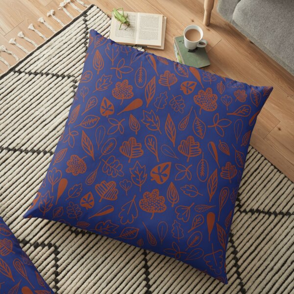 leaf pattern blue and orange Floor Pillow