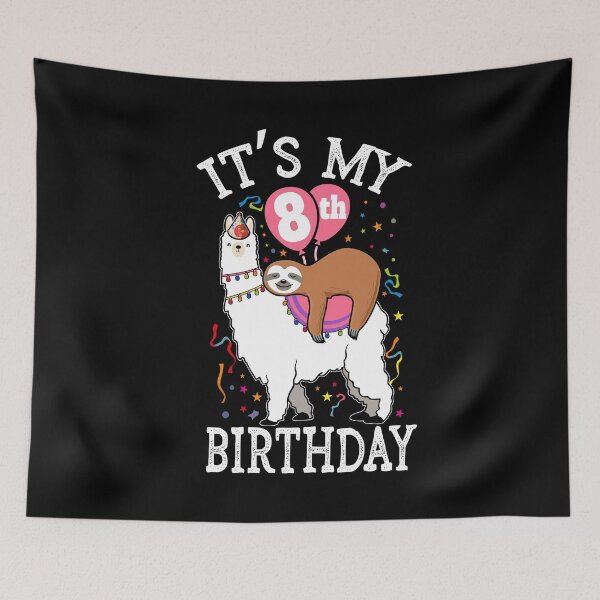 Item preview, Kids 8th Birthday Sloth Llama Birthday Gift designed and sold by 2blackcherries.