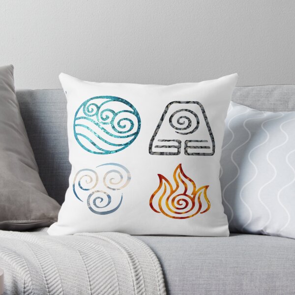 Avatar the Last Airbender Element Symbols Throw Pillow
