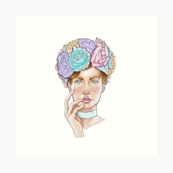 Flower crown boy Art Print