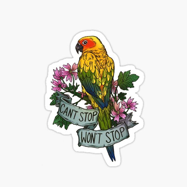 Can't Stop; Won't Stop (sun conure) Sticker
