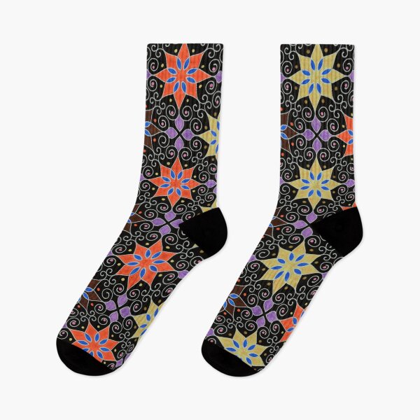Item preview, Dark but Colorful and Geometrical Star Flowers Design - Detailed Floral or Starry Pattern designed and sold by ckylin.