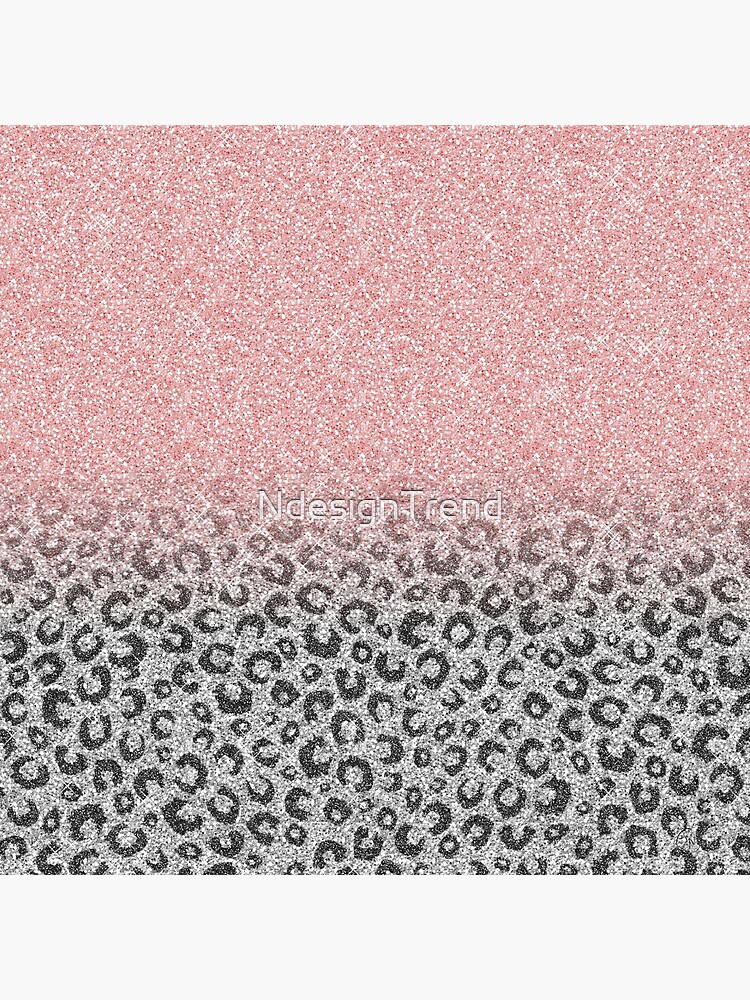 Elegant Rose Gold Silver Glitter Leopard Print
