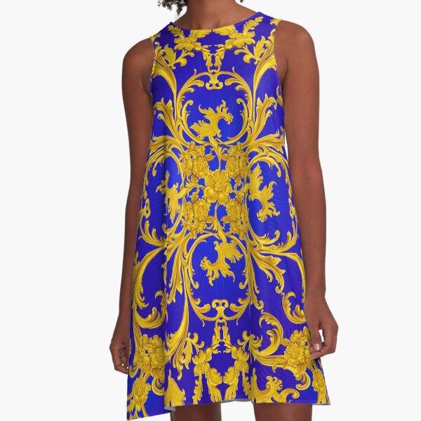 Item preview, Rococo Kaleidoscopic Blue and Gold print designed and sold by Curtis Jensen.