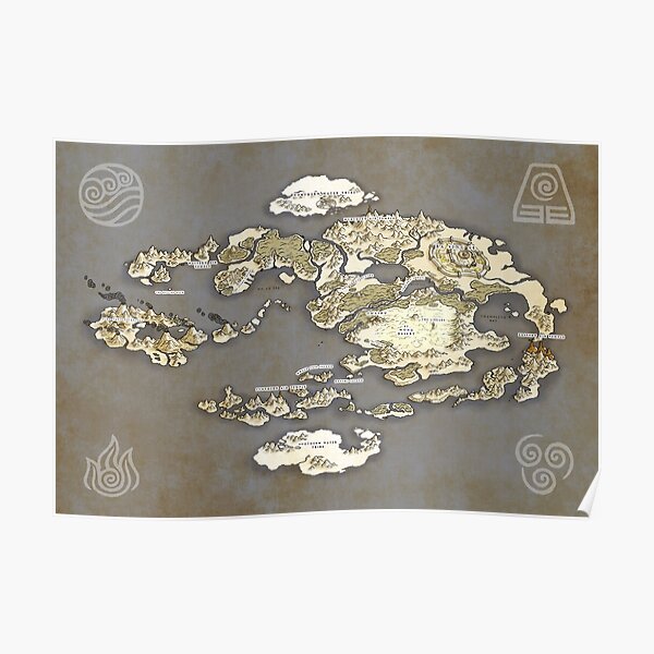 Avatar the Last Airbender World Map Poster