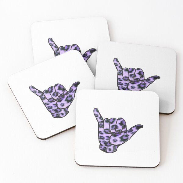 Item preview, Black and Purple Cheetah Leopard Print Filled Hang Loose Hand Shaka Design designed and sold by byemma.