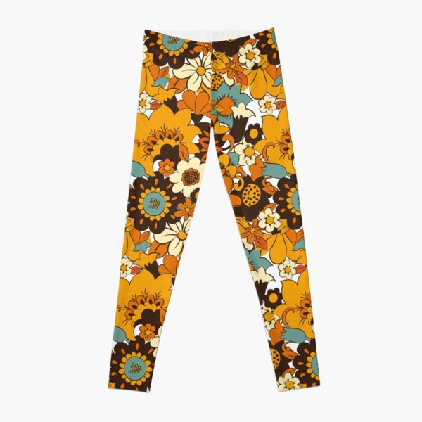 70s 60s retro Flower Power, Floral Pattern Leggings for Sale by