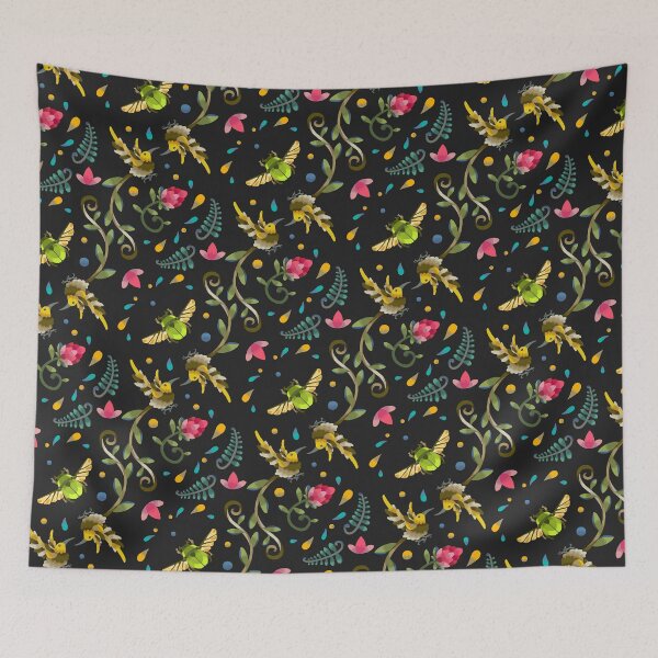 Item preview, Dark Sugarbird and Green Beetle Pattern designed and sold by maak-and-illy.