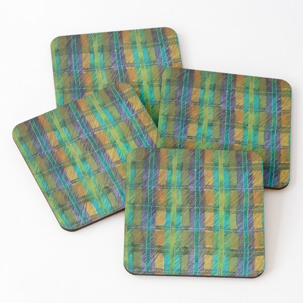 Item preview, Green and Gold Abstract Plaid Batik designed and sold by Leslie Rogers Todder.