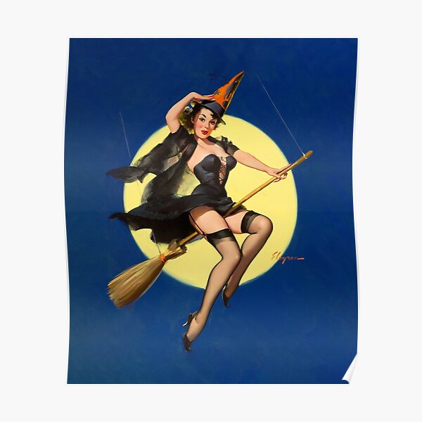 Vintage Halloween Pin-Up Poster