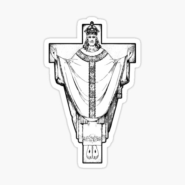 Rex Christe Redemptor - white bkg Sticker