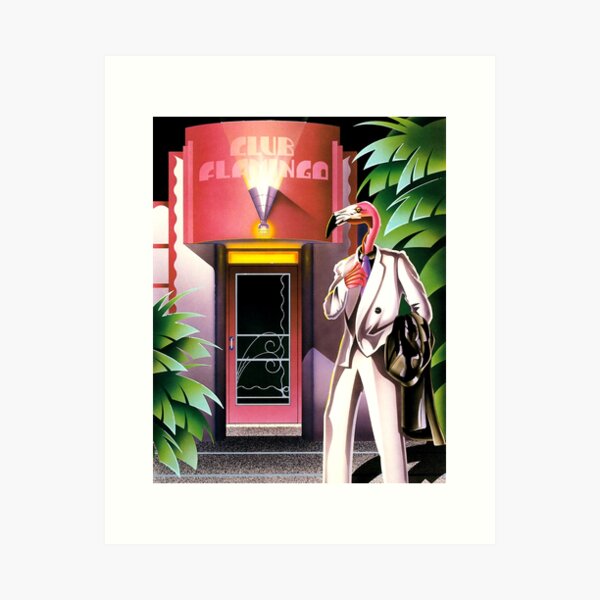 Item preview, Retro 80s Club Flamingo Airbrush Advert designed and sold by Retro80sArt.