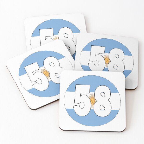 Item preview, Number 58 with Argentina flag on the background designed and sold by AllShirts21.