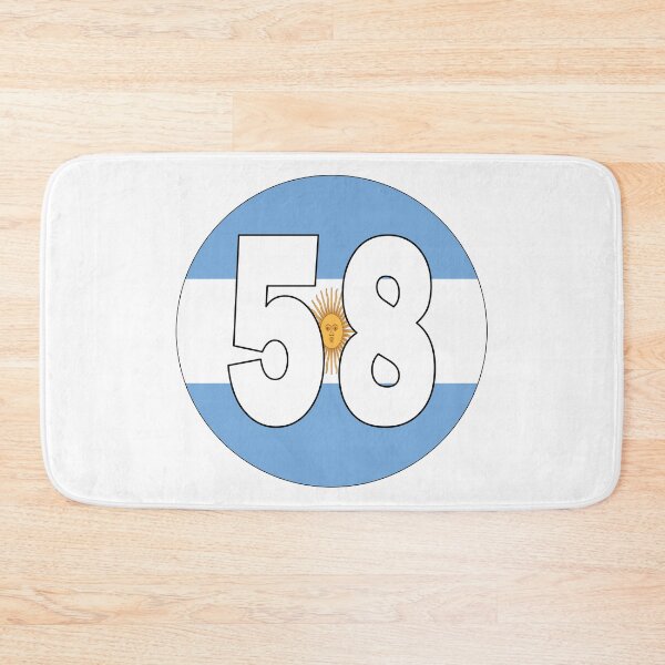 Item preview, Number 58 with Argentina flag on the background designed and sold by AllShirts21.