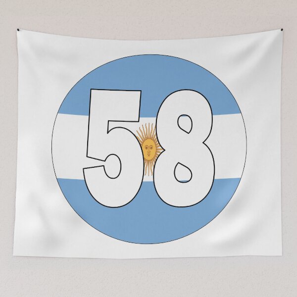 Item preview, Number 58 with Argentina flag on the background designed and sold by AllShirts21.