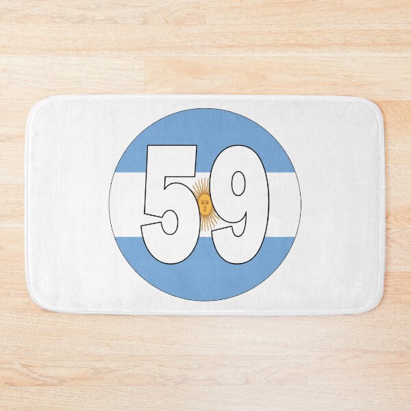 Item preview, Number 59 with Argentina flag on the background designed and sold by AllShirts21.