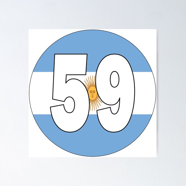 Item preview, Number 59 with Argentina flag on the background designed and sold by AllShirts21.
