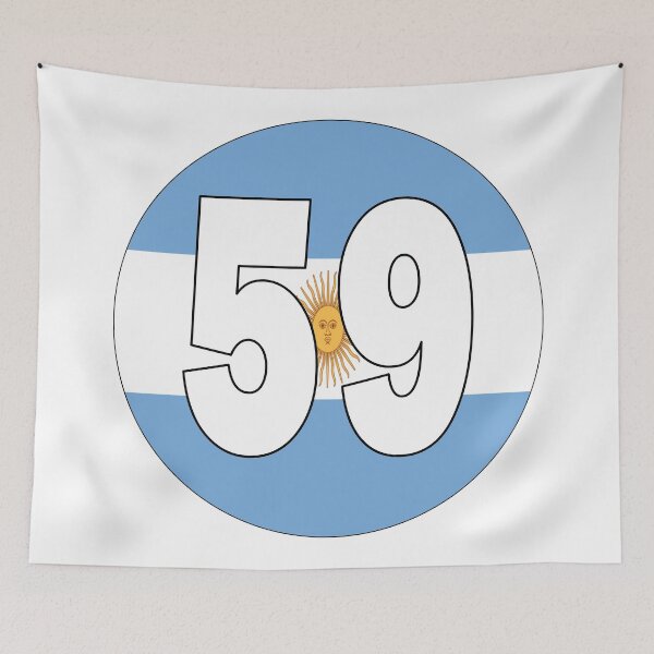 Item preview, Number 59 with Argentina flag on the background designed and sold by AllShirts21.