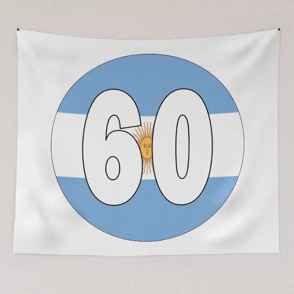 Item preview, Number 60 with Argentina flag on the background designed and sold by AllShirts21.