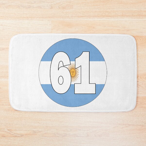 Item preview, Number 61 with Argentina flag on the background designed and sold by AllShirts21.