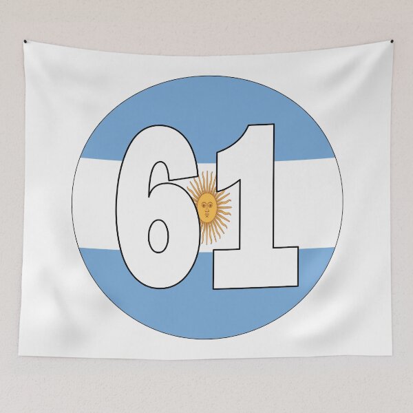 Item preview, Number 61 with Argentina flag on the background designed and sold by AllShirts21.
