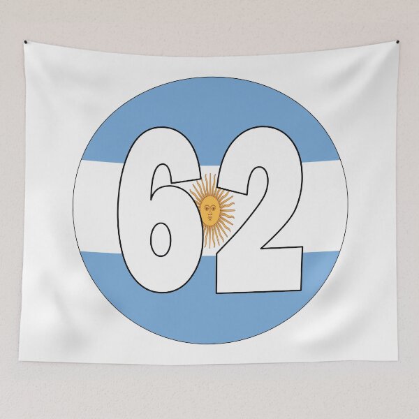 Item preview, Number 62 with Argentina flag on the background designed and sold by AllShirts21.