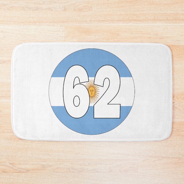 Item preview, Number 62 with Argentina flag on the background designed and sold by AllShirts21.