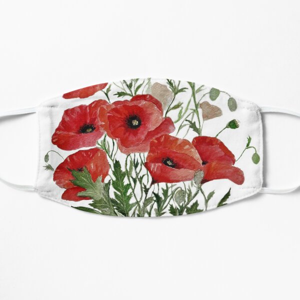 Poppies with white background Flat Mask