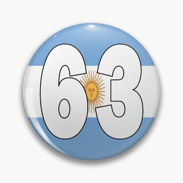 Item preview, Number 63 with Argentina flag on the background designed and sold by AllShirts21.