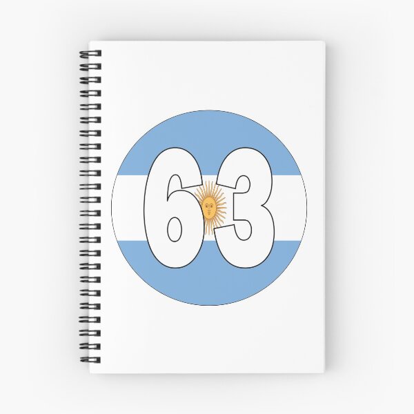 Item preview, Number 63 with Argentina flag on the background designed and sold by AllShirts21.