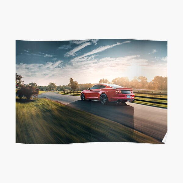 Mustang Sunset Poster