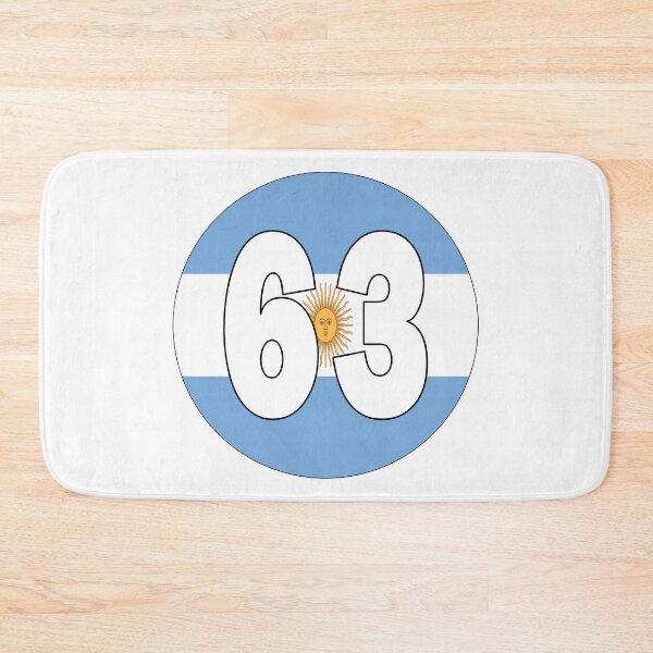 Item preview, Number 63 with Argentina flag on the background designed and sold by AllShirts21.