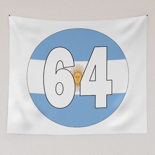 Item preview, Number 64 with Argentina flag on the background designed and sold by AllShirts21.