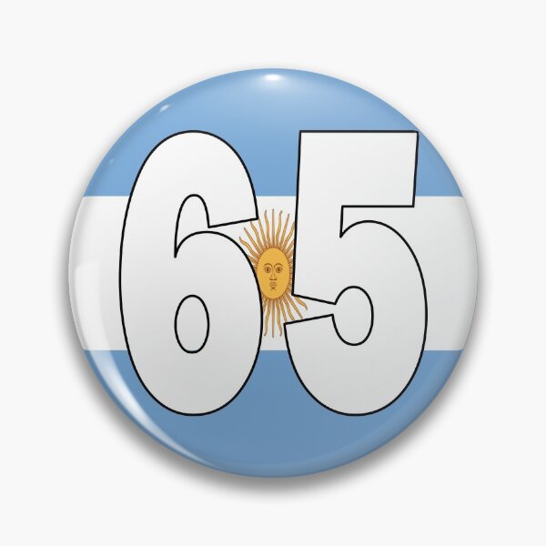Item preview, Number 65 with Argentina flag on the background designed and sold by AllShirts21.