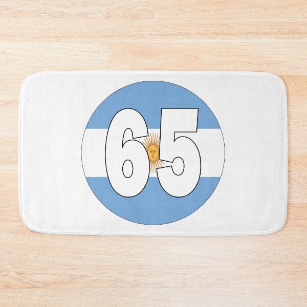 Item preview, Number 65 with Argentina flag on the background designed and sold by AllShirts21.