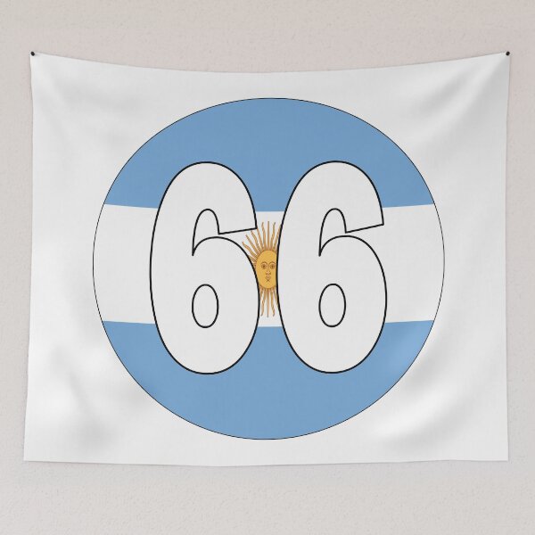 Item preview, Number 66 with Argentina flag on the background designed and sold by AllShirts21.