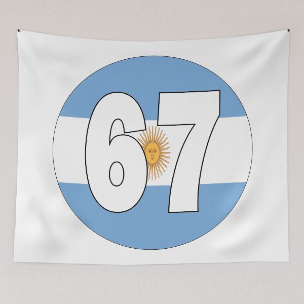 Item preview, Number 67 with Argentina flag on the background designed and sold by AllShirts21.